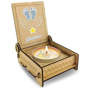 TROSTLICHT Sternenkind „Engelchen“, Gratis e-Book, Sternenkind Kerze mit Spruch in Holz-Box, Sternen