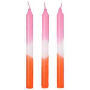 3 Stabkerzen mit  farbigem Muster