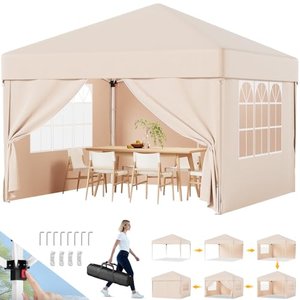 Devoko Pavillon 3x3 Wasserdicht Stabil Winterfest,Faltpavillon UV Schutz 50+