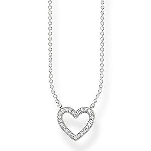 THOMAS SABO Damen Kette mit Herz Anhänger Zirkonia 925 Sterling Silber KE1554-051-14-L45v