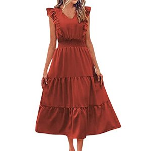 Maxi Kleid mit Rüschenärmel