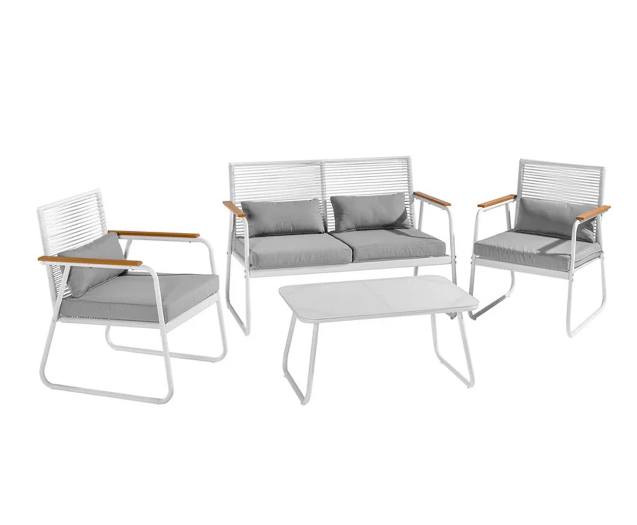 LIVARNO home Lounge-Set mit Seiloptik, 4-teilig
