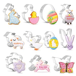 11-teiliges Ausstechformen-Set für Ostern mit Hasen, Eier, Lämmern, Schmetterlingen und Blumen aus E