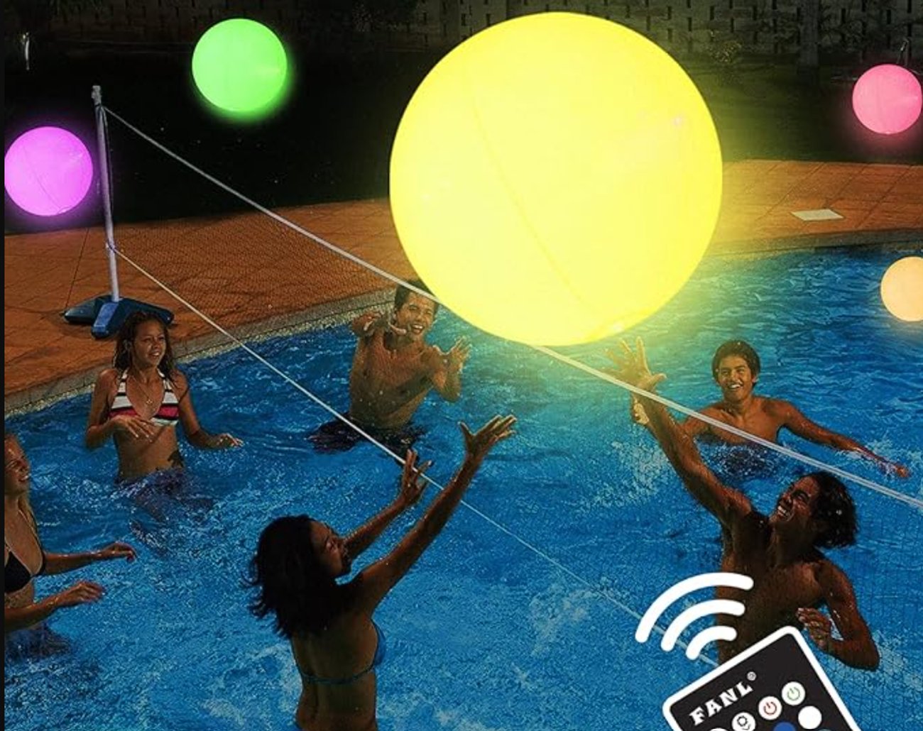 Pool Spielzeug - 16'' Aufblasbarer LED Light up Wasserball