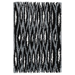 BULLERREMSA Teppich Langflor - schwarz grau/weiß 133x195 cm