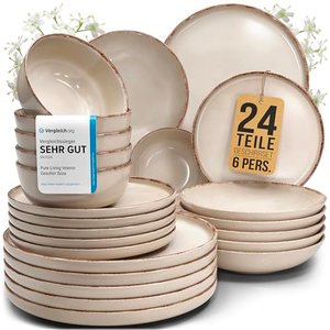 24-teiliges Geschirrset Rustic aus Steingut