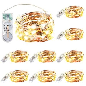 Innotree 9er-Pack Lichterketten mit Timer, Batterie Kupfer Drahtlichterkette 2M 20 LEDs