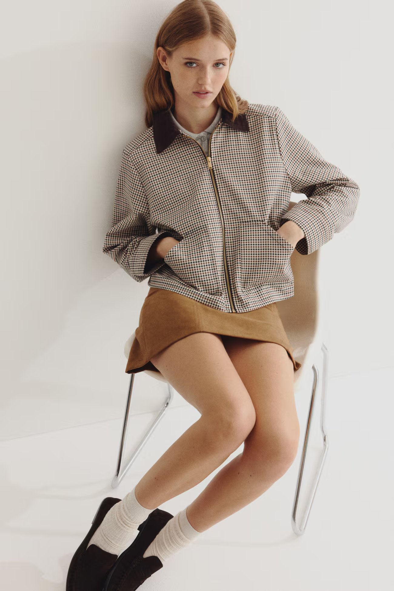 Twilljacke mit Cordkragen - Orange - Damen