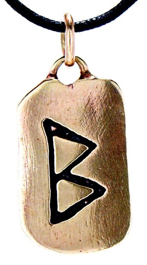 Kiss of Leather Kettenanhänger »Rune Runen Anhänger Bronze Buchstabe B Berkana Beorc Birke Wachstum«