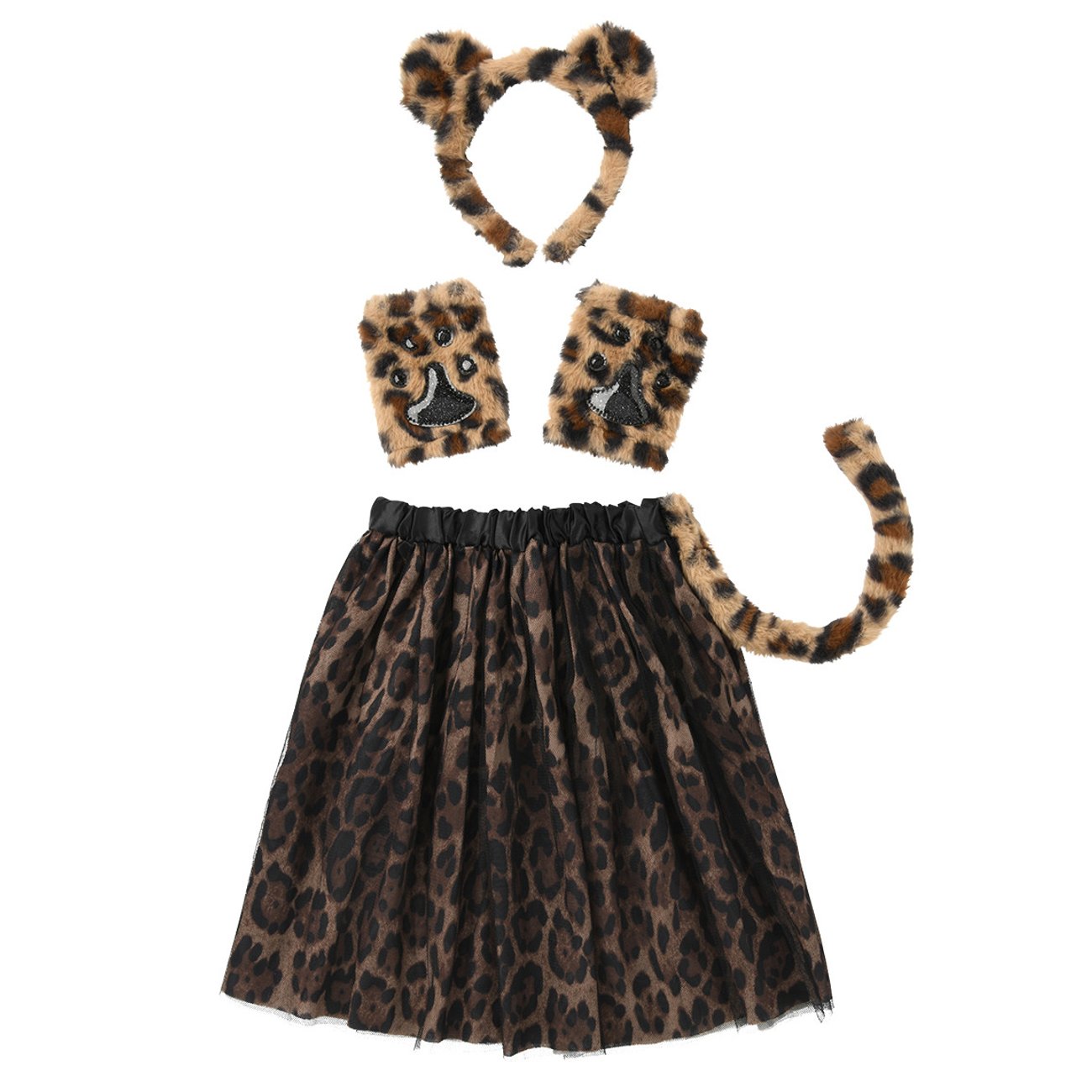 Kostüm-Set Leopard 3-teilig