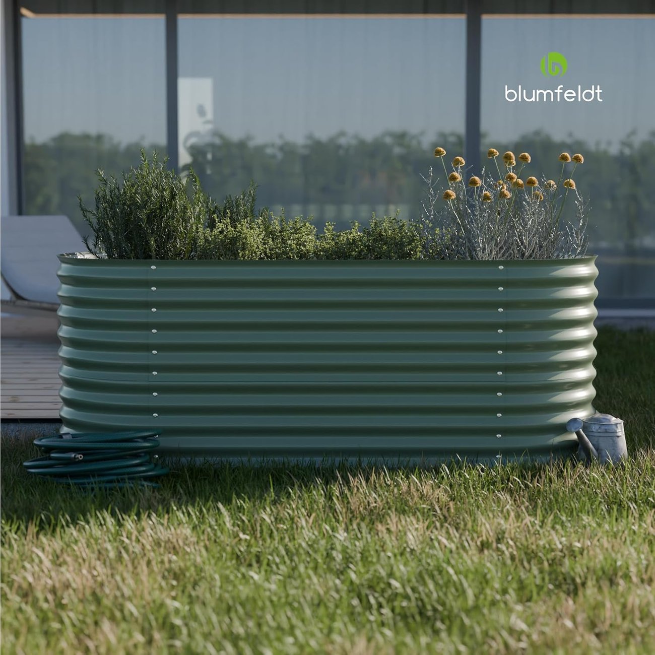 blumfeldt High Grow Hochbeet - 1.500-l-Hochbeet aus Metall für Garten, Ergonomisch und Rostbeständig