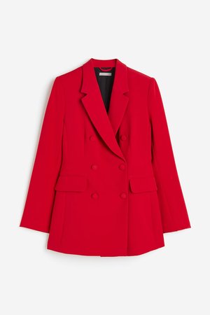 Zweireihiger Blazer - Rot - Damen