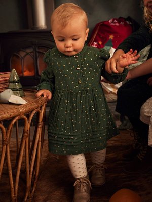 Vertbaudet Baby Kleid mit Sternen in dunkelgrün