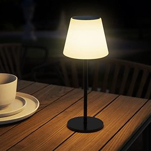 Ecvivk Solar Tischlampe Outdoor Tischleuchte mit Lichtsensor,Dimmbar Warmweiß und RGB LED Tischlampe