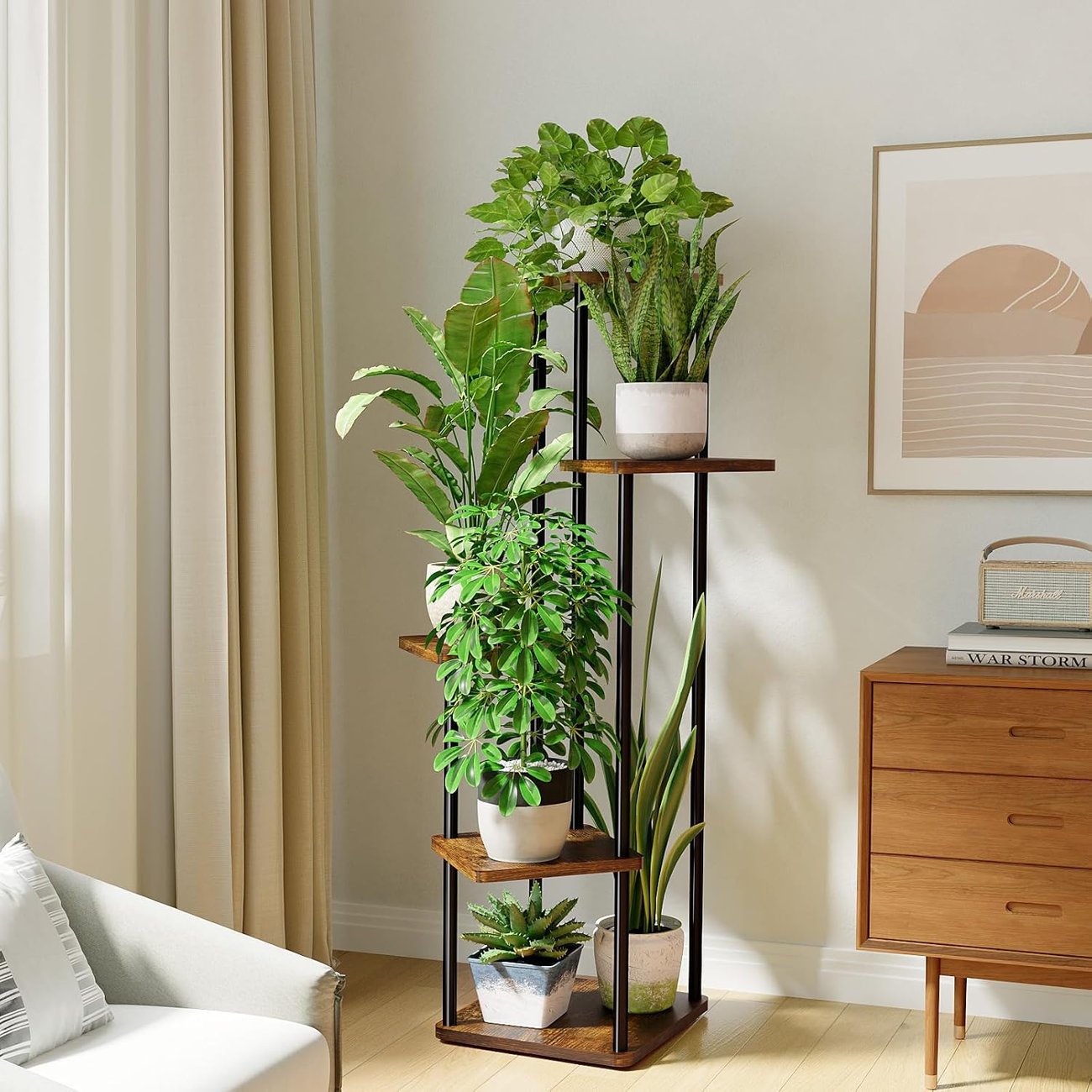 Bamworld Blumenständer aus Holz und Metall