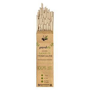 pandoo 50 Plastikfreie Einweg-Strohhalme aus Bambus und Pflanzenfaser 