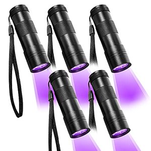 Beinhome UV Taschenlampe Schwarzlicht 5 Stück,UV Lampe mit 12 LEDs