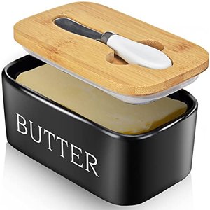 Aisbugur Butterdose mit Messer Keramik (Double-Layer-Sil / 250g Butter)