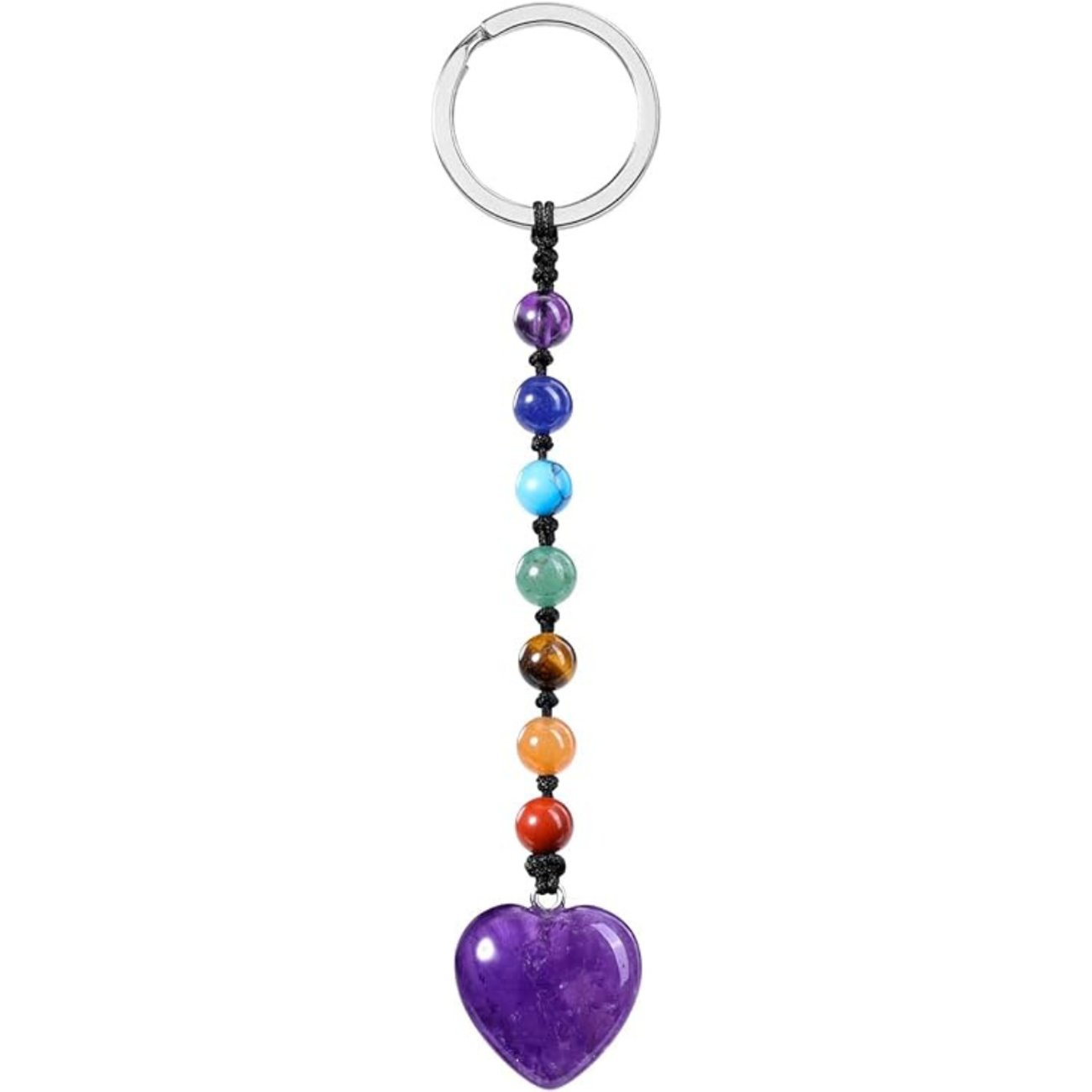 Amethyst Herz Schlüsselanhänger 7 Chakren