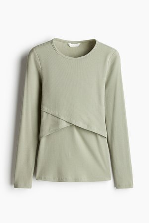 MAMA Geripptes Stillshirt - Grün - Damen