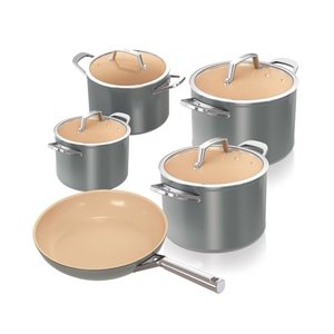 Ninja Extended Life Keramic Kochset 5-teilig (20 & 24 cm Sauteuse + 16, 18 & 20 cm Töpfe & Deckel),