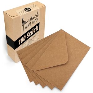 Japun – Briefumschläge (100 Stück) aus braunem vintage Kraftpapier