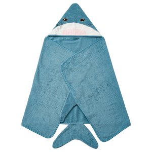 BLÅVINGAD Kapuzenhandtuch - haifischförmig/blaugrau 70x140 cm