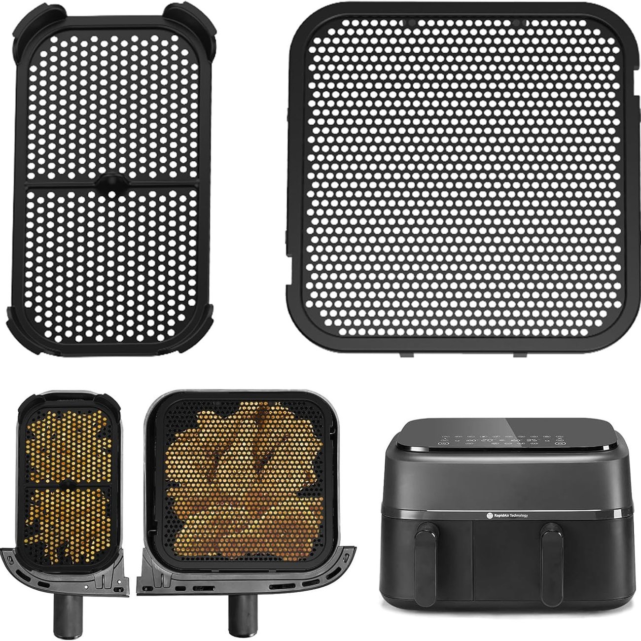 2er-Set Silikon-Spritzschutz (für Philips Airfryer 3000 Dual Basket)