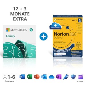 Microsoft 365 Family 12+3 Monate | 6 Nutzer | Mehrere PCs/Macs, Tablets & mobile Geräte