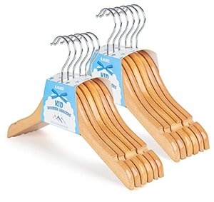 Baby Kleiderbügel aus Holz 12er Set Kleiderbügeln Kinder Baby aus Holz mit rutschfesten Kerben,Kleid