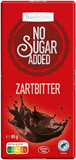 frankonia Chocolat No Sugar Added / Zartbitter Schokolade, 80 g, vegan