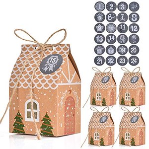 24 Adventskalender-Häuschen zum Befüllen DIY Bastelset