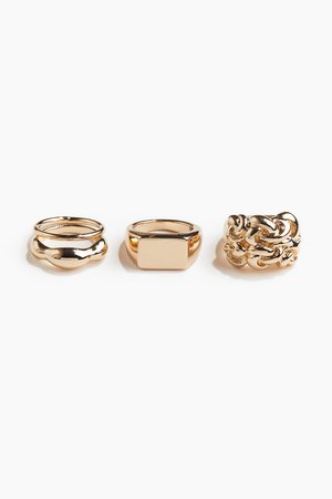 4er-Pack Ringe in Gold