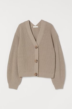 Gerippter Cardigan in Beige