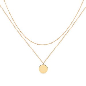 Jenosy Kette Layered Damen Platten Kette Gold