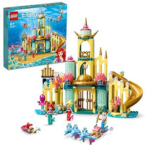 LEGO 43207 Disney Arielles Unterwasserschloss, Geschenkidee für Mädchen und Jungen ab 6 Jahren