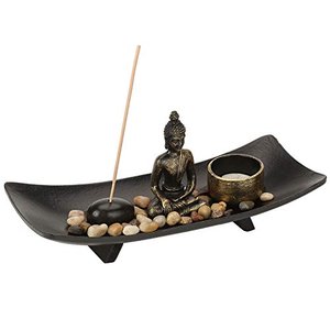 Buddha Kerzenhalter Zen Garten Bronze Vintage Weihrauchbrenner Meditation 