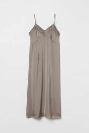 Slip-Dress aus Satin - Beige - Damen