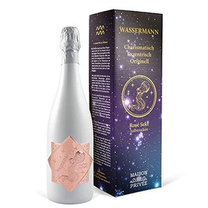 Sekt Geschenk für das Astrologie Sternzeichen Wassermann (0,75 l) Rosé Sekt (Schaumwein aus Detschla