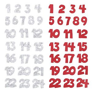 BHGT 2 Set Filz Adventskalender 1-24 Selbstklebend Zum Basteln (Rot-Grau in Zahlen)