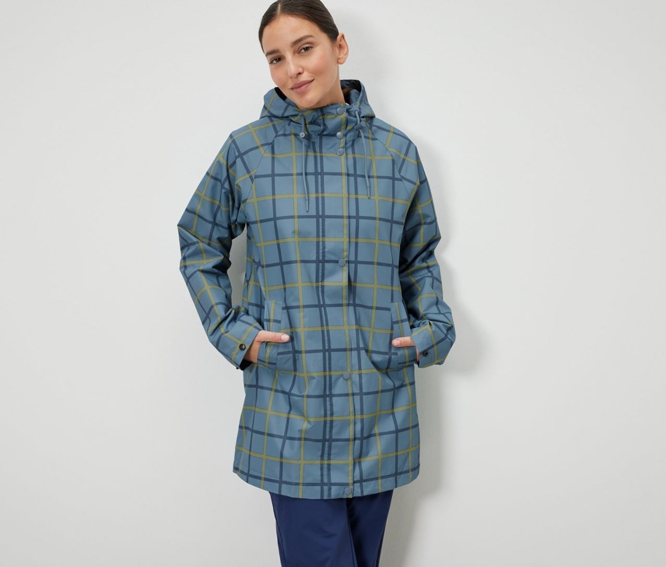 Regenjacke karierter Print
