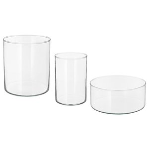 CYLINDER Vase/Schale 3er-Set - Klarglas