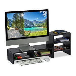 Relaxdays Monitorständer mit Ablagen