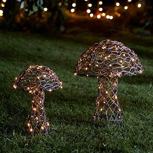 Lights4fun LED Rattan Pilze
