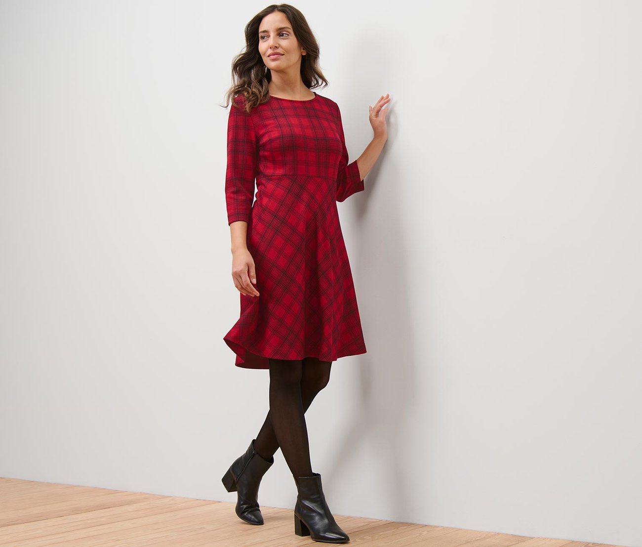 Kariertes Jacquard-Kleid