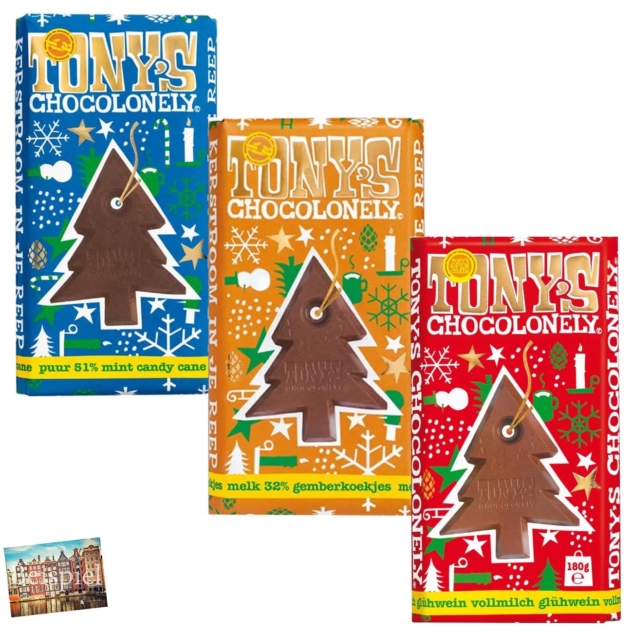 Set 3x Tony's Chocolonely Weihnachtsschokolade