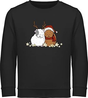 Shirtracer Weihnachten - Weihnachtliche Meerschweinchen - 140 (9/11 Jahre) - Schwarz - Sweatshirt Pu