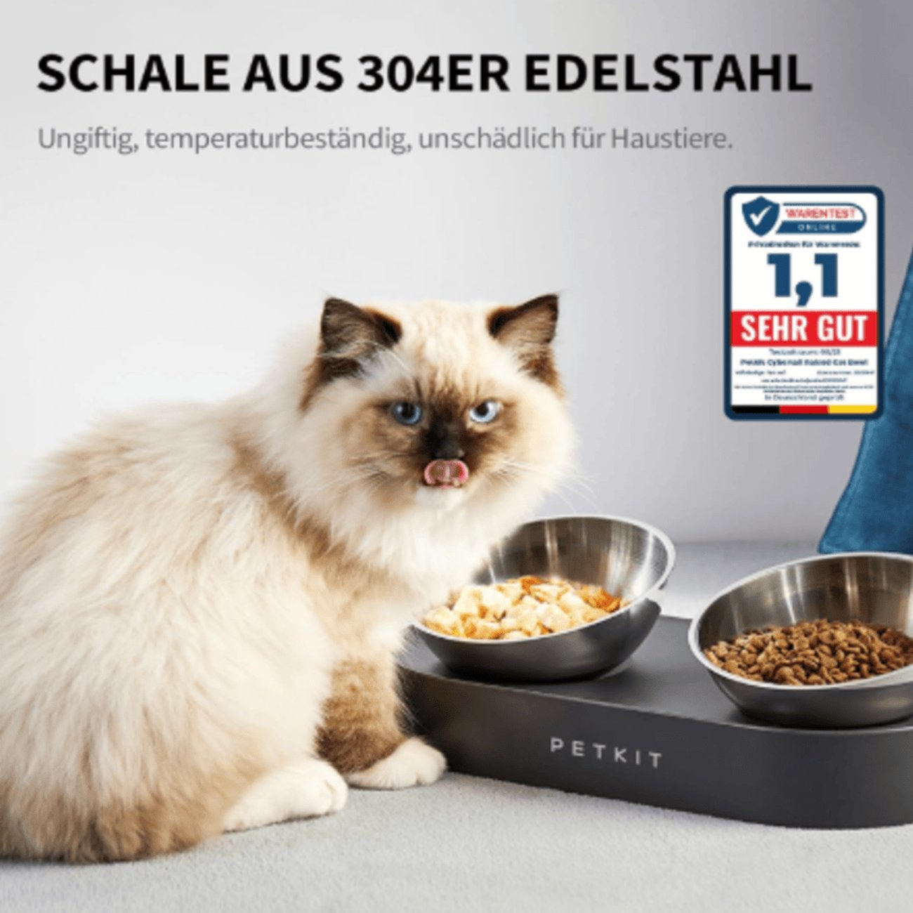 PETKIT CYBERTAIL Erhöhte Schüssel aus Edelstahl, geneigt