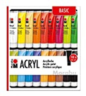Acrylfarben Set Basic mit 18 x 36 ml Farbe auf Wasserbasis