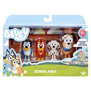 Bluey 4er-Figuren-Set: "Bluey in der Schule" mit Bluey, Rusty, Chloe und Calypso